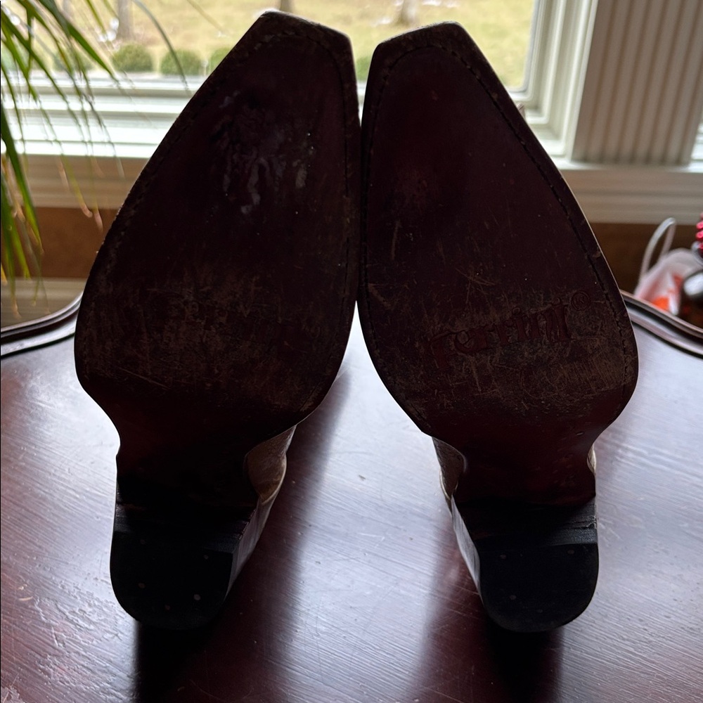 FERRINI Tan with cream Western Embroidery Women's Boots - Picture 5 of 9